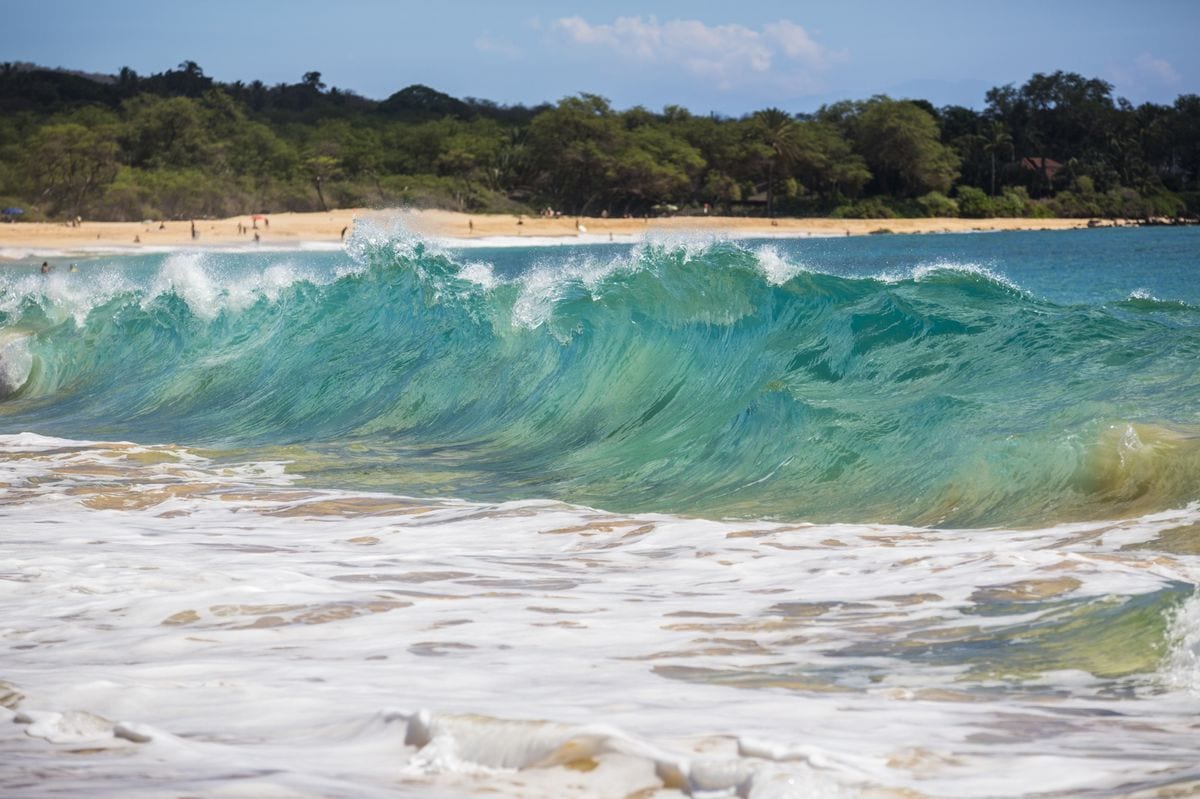 Waves break along Makena Beach