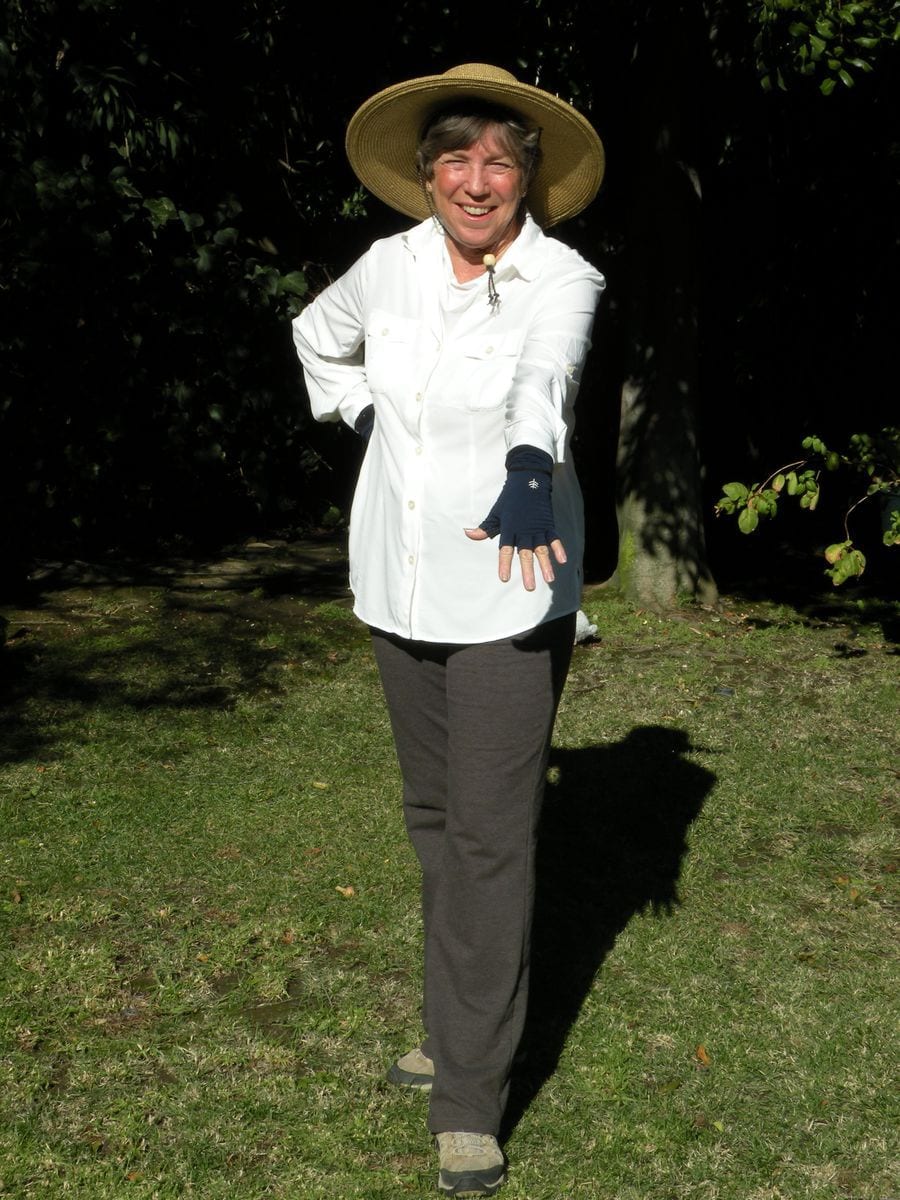 Linda in Sun Protection clothing