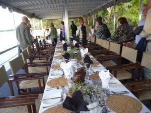 Table setting on sunset cruise